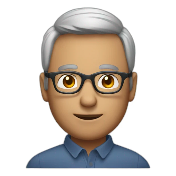 Men AI assistant with glasses 60 years old sticker