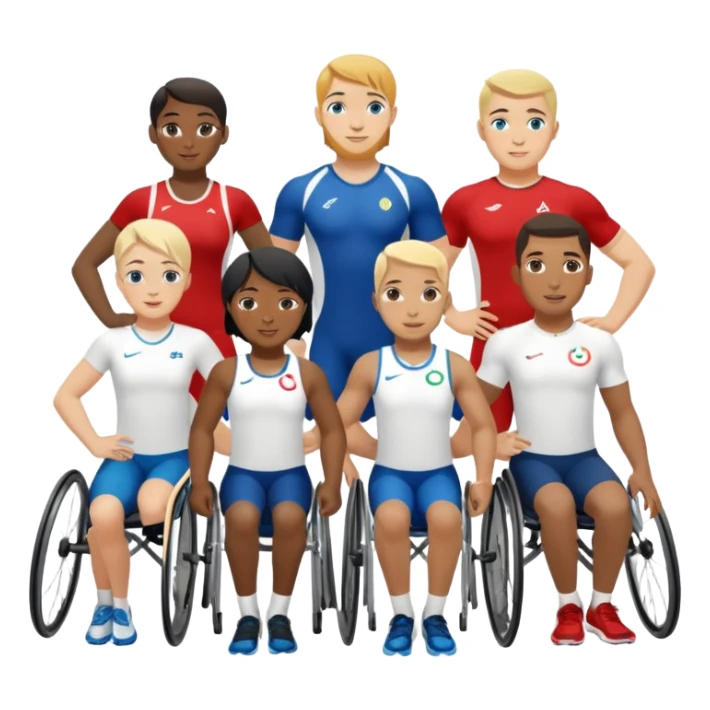 paralympic games avec des athletes disable avec les anneaux sticker
