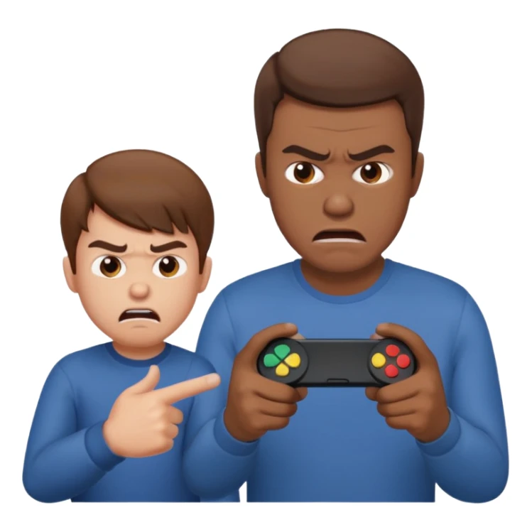 Dad scolding his son for playing video games sticker