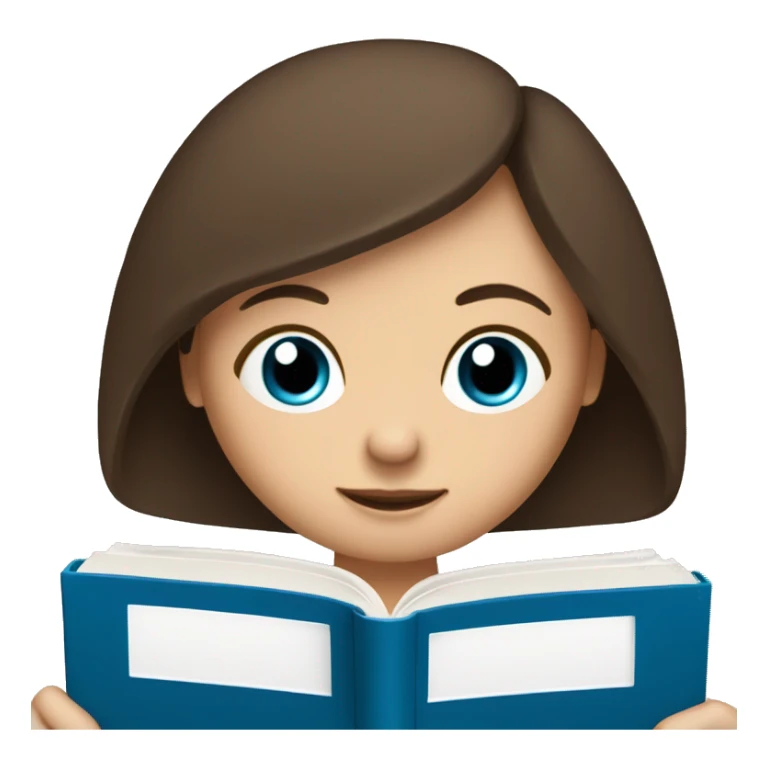 Shoulder length brunette haired blue eyed girl reading a book  sticker