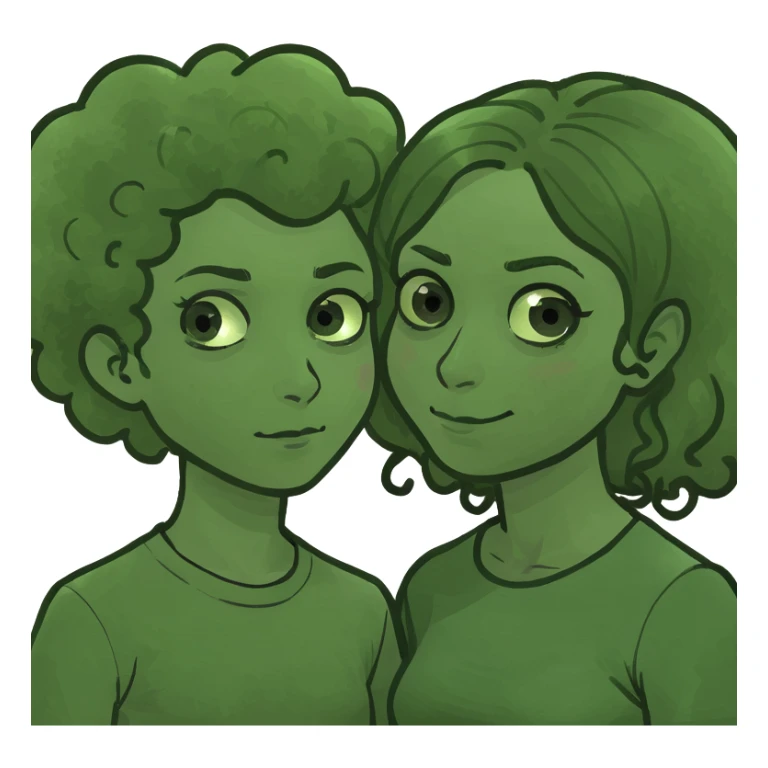 Straight hair mom and curly hair kid sticker