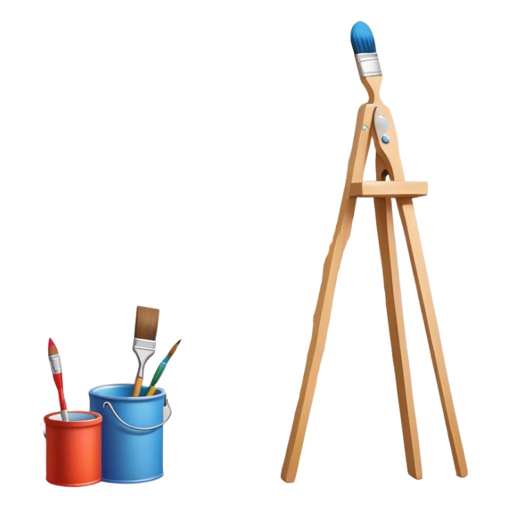 Create an icon that represents the hobby of wall painting without frame, featuring a wall with a beautiful painting in progress. The design should include a paintbrush, a roller, and part of the wall decorated with colorful patterns or a mural. The icon should show the process of creating the artwork, with the brush strokes visible on the wall, symbolizing the artistic nature of the craft. The composition should be balanced and harmonious, evoking creativity and skill. The background should be transparen sticker