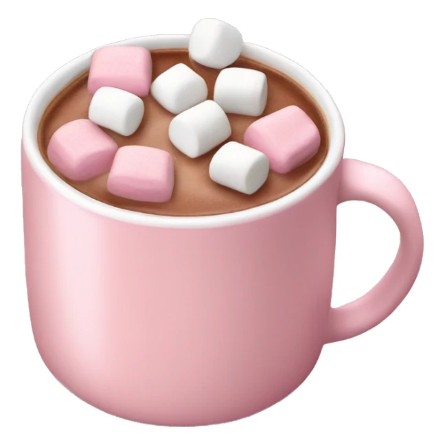 Light Pink mug of hot chocolate with marshmallows  sticker
