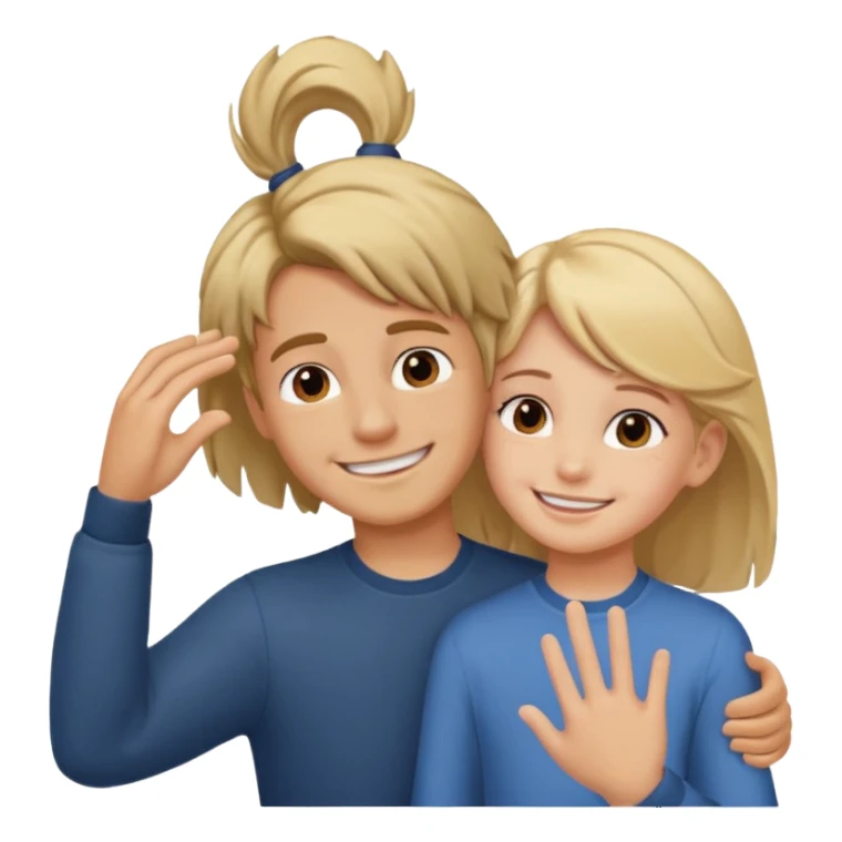 a boy putting a girls hair behind her ear gesture sticker