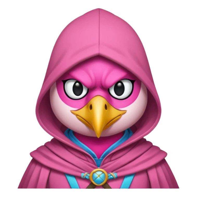bird warrior with hood, pink sticker