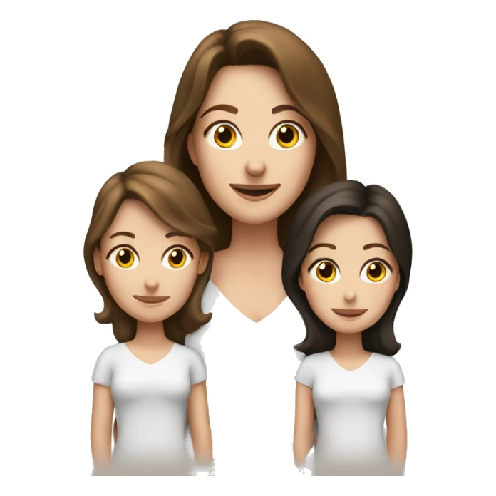 brunette white mom with 5 brunette white daughters sticker