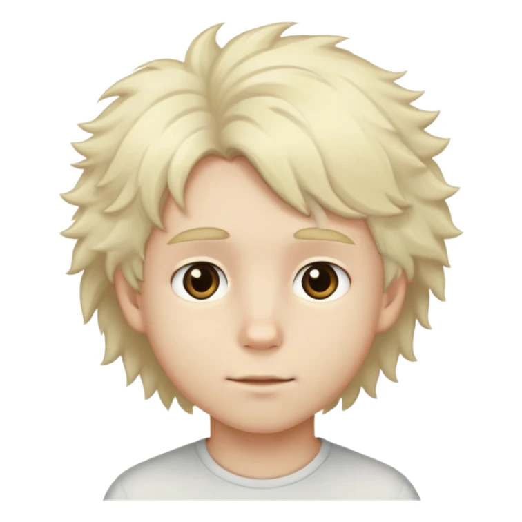 pale blonde hair boy with fluffy hair and brown eyes sticker