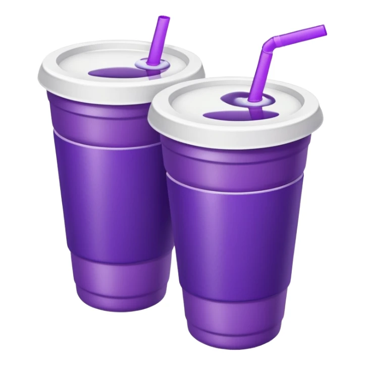 2 stacked together styro cups with purple juice inside visible from the top only sticker
