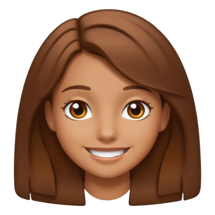 Tan girl with brown hair smiling sticker