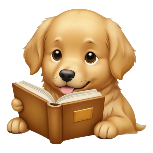Golden retriever, dog, reading a book sticker