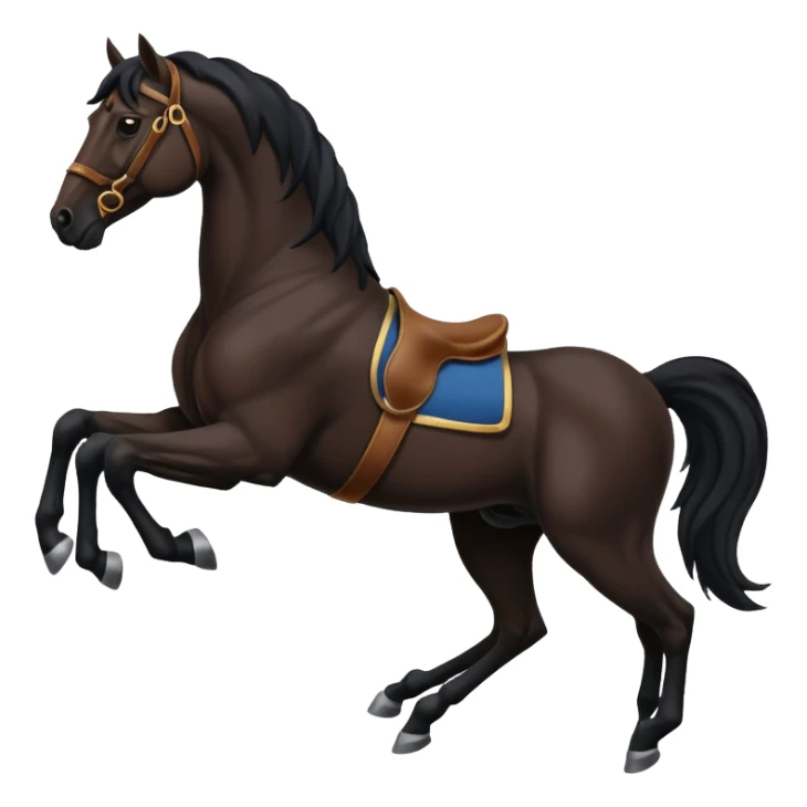 Black full horse two legs up emojis  sticker
