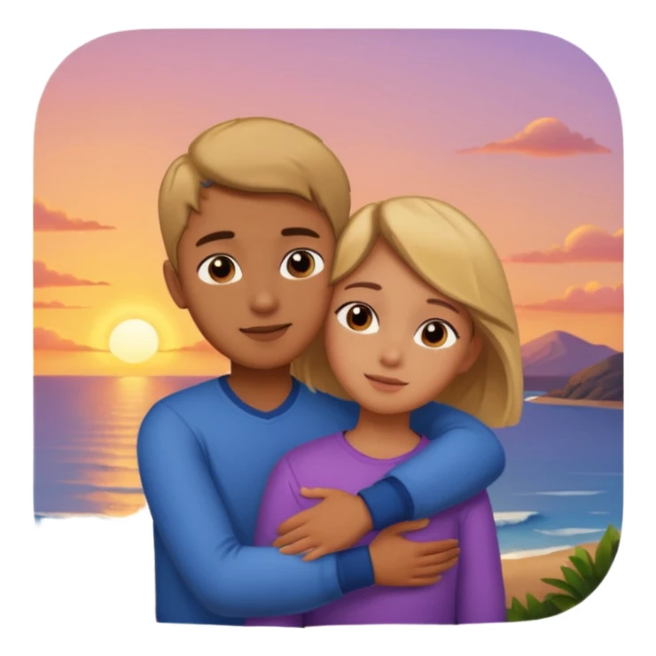 una chica con un chico abrazados viendo el atardecer sticker