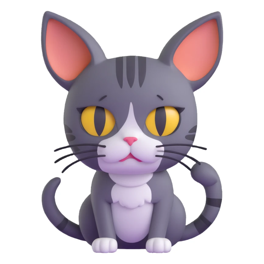 cat with drooping ears and sad eyes, giving up sticker