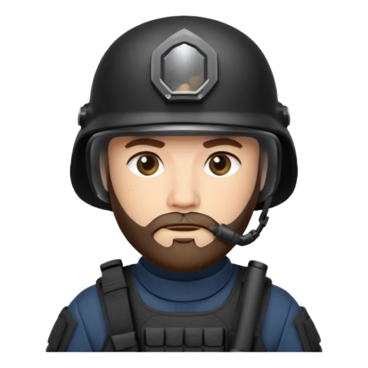 SWAT member with white skin and brown beard sticker