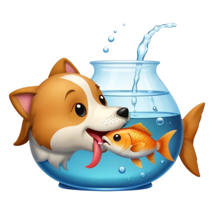 Dog licking a fish in a tank sticker