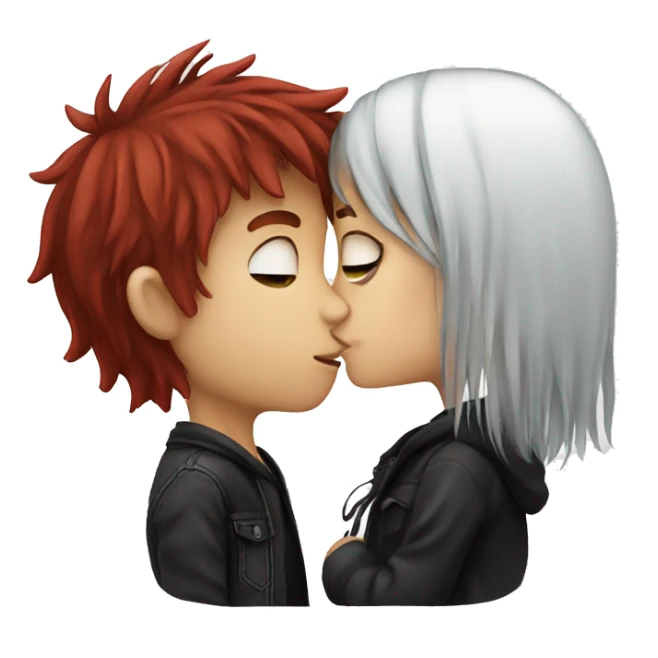 Emo boy with brown hair kissing emo girl with red hair sticker