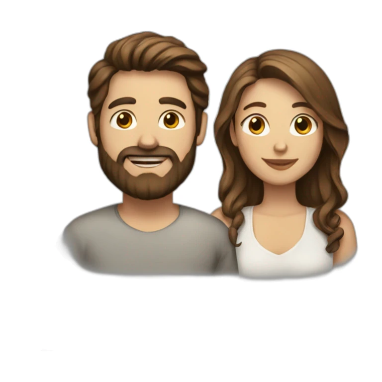 Man with beard and woman with brown hair sticker