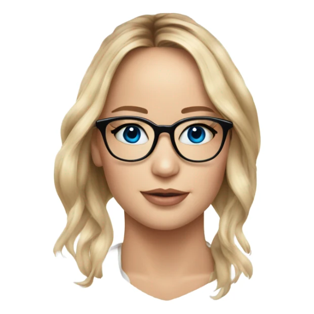 Jennifer Lawrence,  blu eyes wearing glasses  sticker