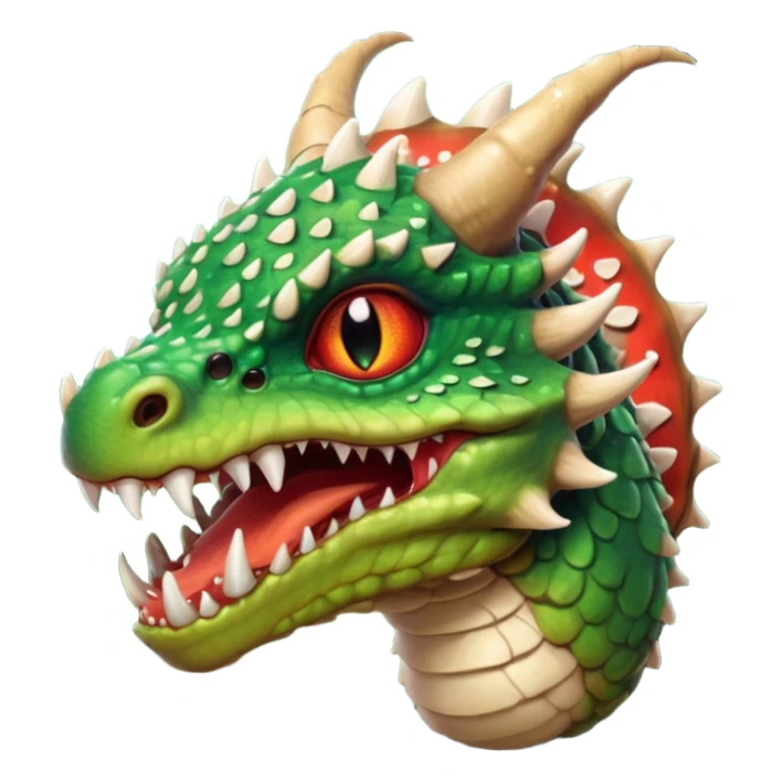 poisonous mushroom dragon beast portrait, head and shoulders only, small dragon face, mushroom cap scales, glowing green spores, sharp teeth, fantasy animal monster vibe, 3D cartoon, mobile game icon style, clean background, no text, no watermark

 sticker