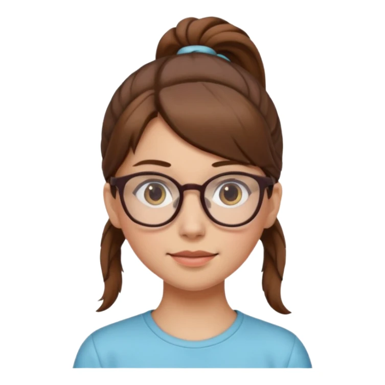 brown haired Ponytail Girl with Glasses sticker