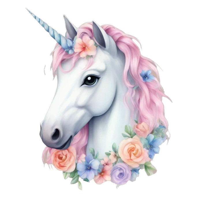 Watercolor floral unicorn feminine  sticker