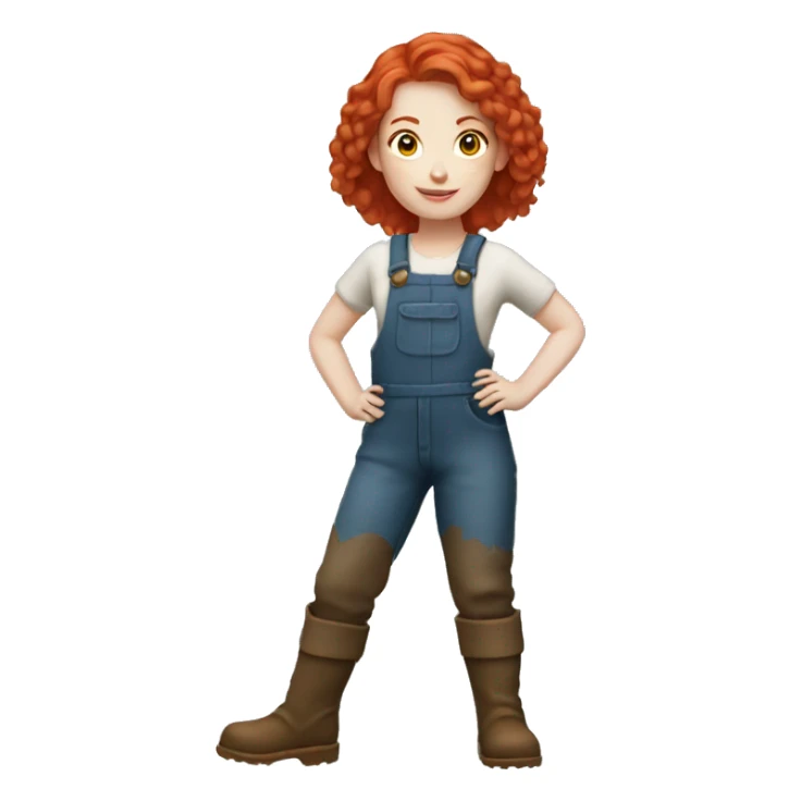 Farmer girl with red hair pale skin sticker