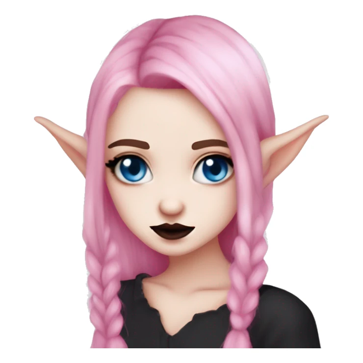 Cute spooky brown lips CUTE pink pale vampire teeth pretty pink eyebrows vampire goth princess elf ears blue eyes pink hair sticker
