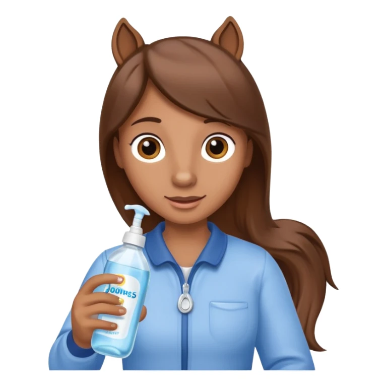 A cartoon horse holding johnson baby oil soltion  sticker