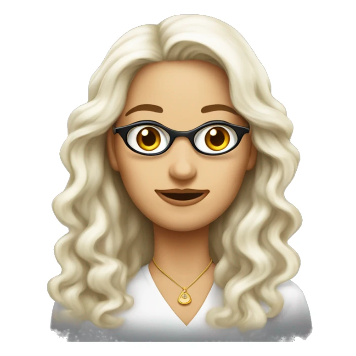 Una donna bianca con capelli neri lunghi occhiali oro che fa vedere il pollice e il mignolo incavolata sticker