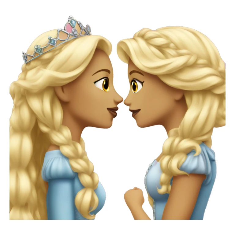 2 women princesses couple blonde kiss sticker