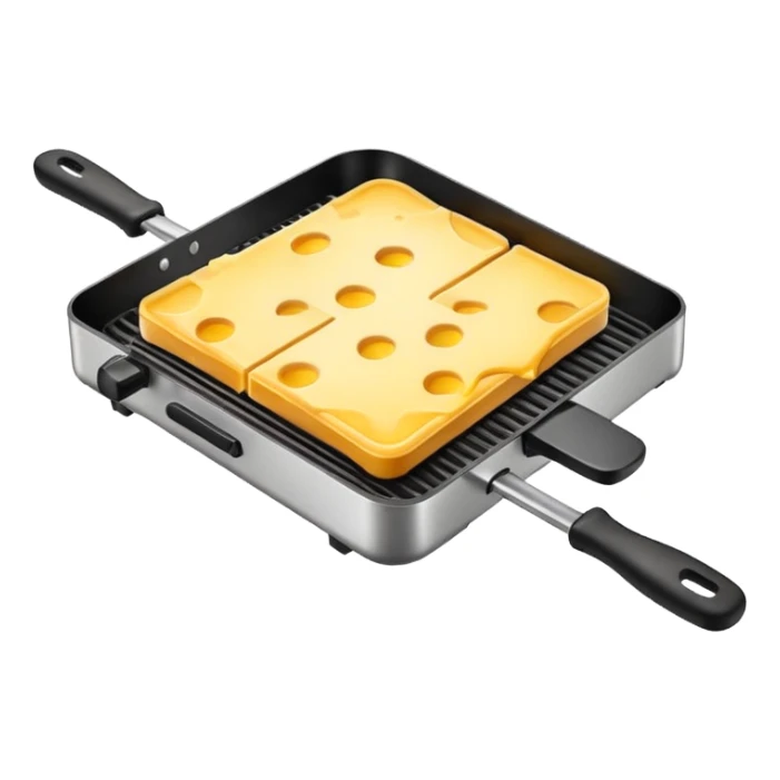 minimalist raclette grill, top view, iOS Apple emoji style sticker