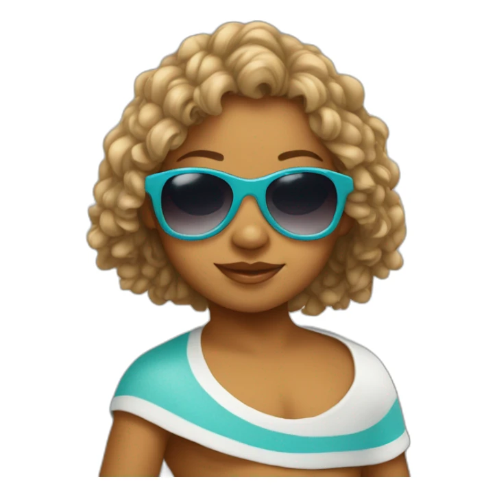Baby Jada with sunglasses and surf sticker