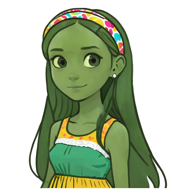 young girl with long hair and huge forehead  sticker