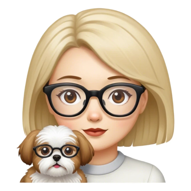 Woman with glasses and shitzu dog sticker