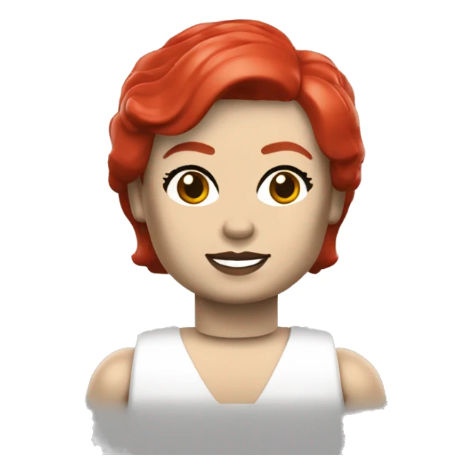 Lego minifig girl white skin red short hair sticker