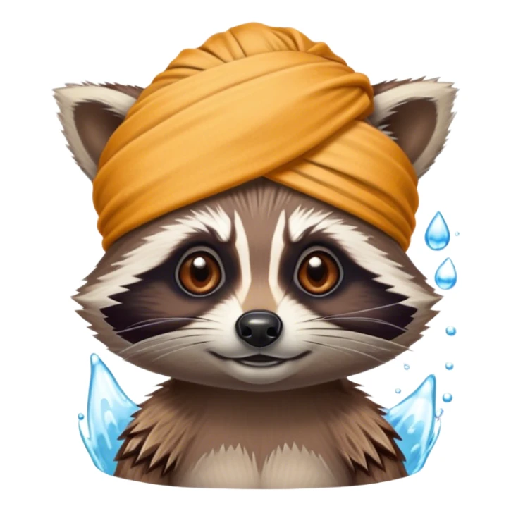 rocket racoon with a bath turban on his head sticker