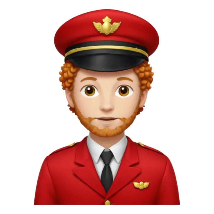bellboy face big curly hair ginger bellboy red hat sticker
