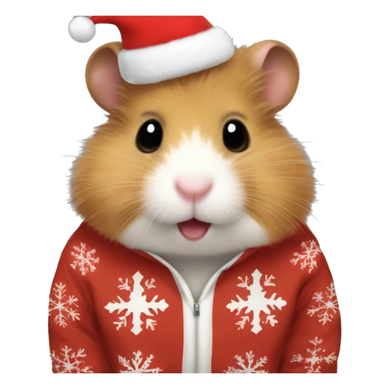 Fluffy brown hamster wearing a christmas Sweatshirt  sticker