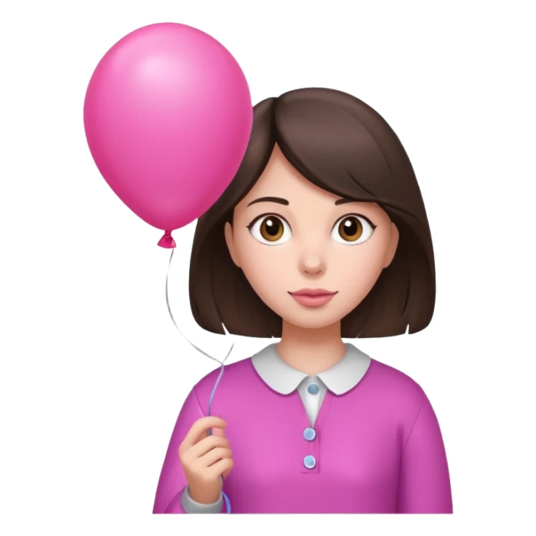 brunette girl with pink baloon sticker