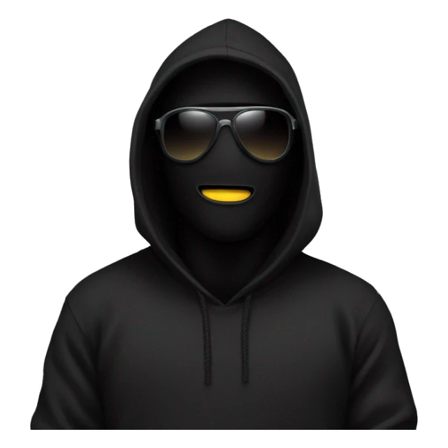 guy wearing black hoodie with black storm mask, blac sunglasses  sticker