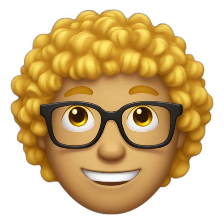 a silly boy with black eyeglasses and curly yellow hair on top sticker