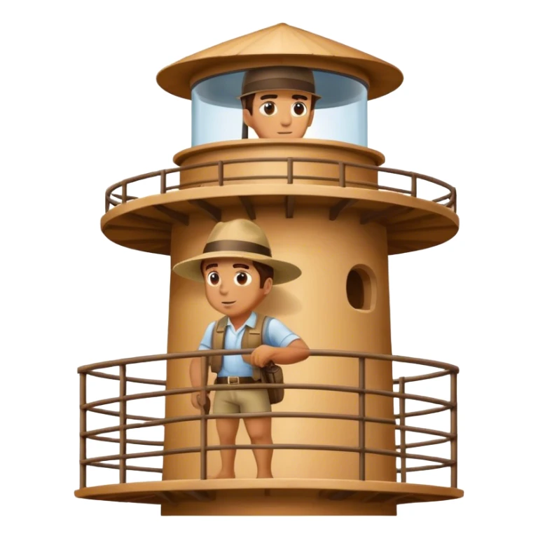 Man looking out of watchtower sticker