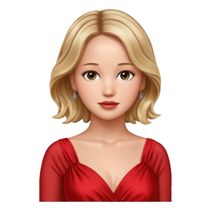 Jennifer Lawrence, in a red dress sticker