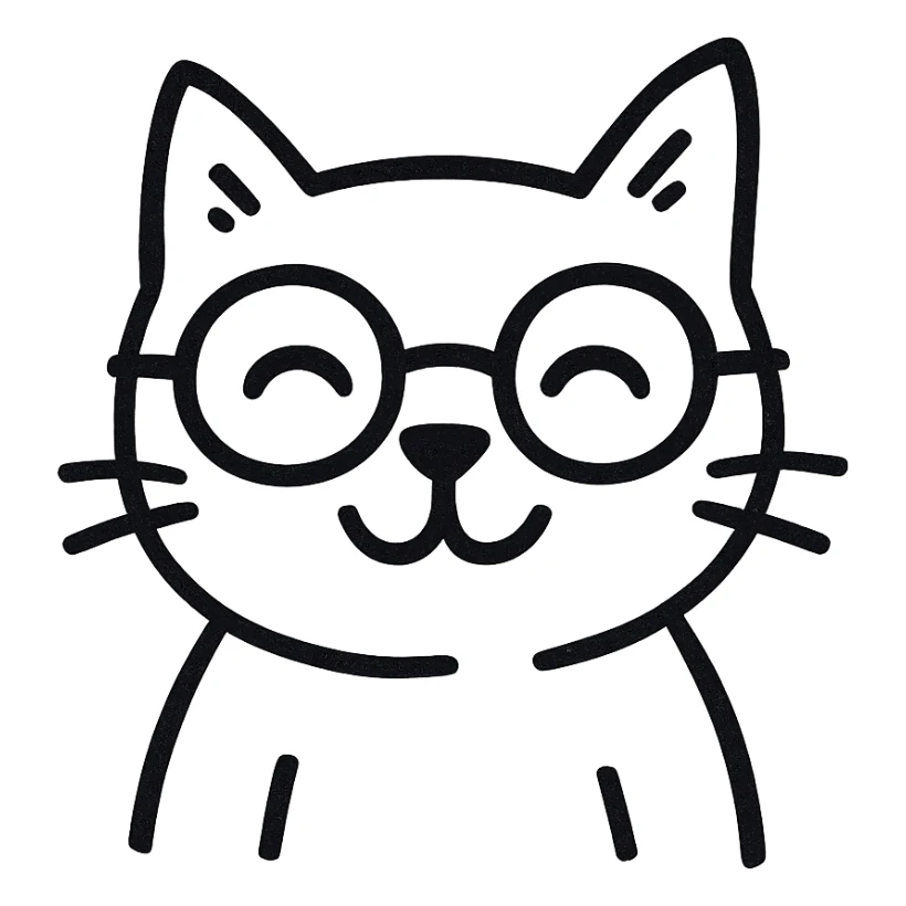 A happy cat wearing glasses sticker