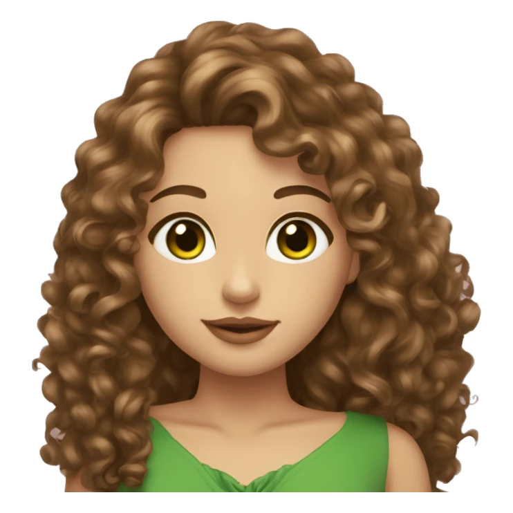 Curly brunette with long hair green eyes sunskin and plump lips  sticker