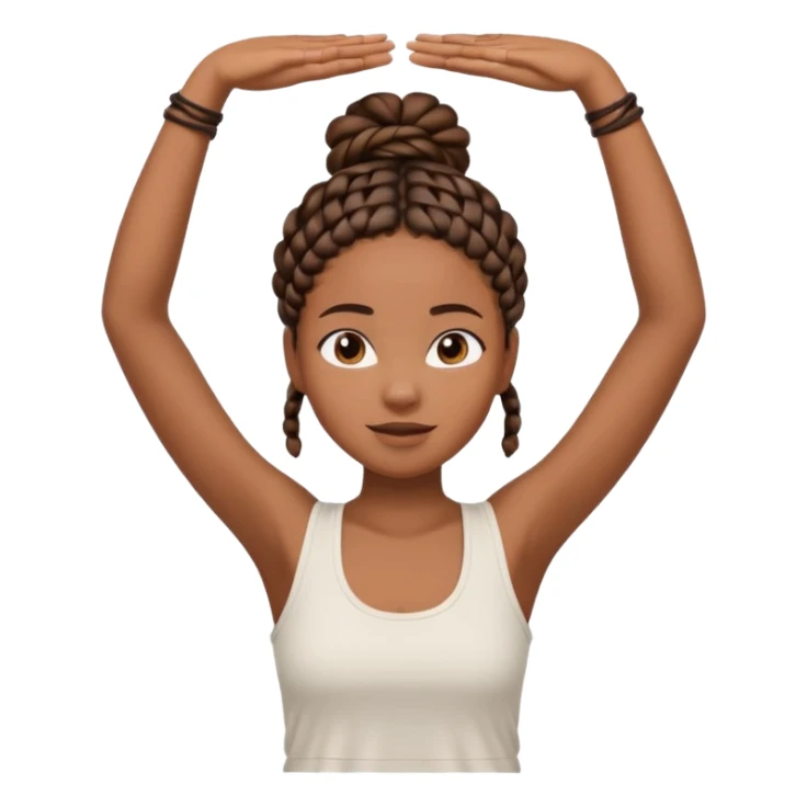 Black girl with braids, arms raised in a stretch sticker