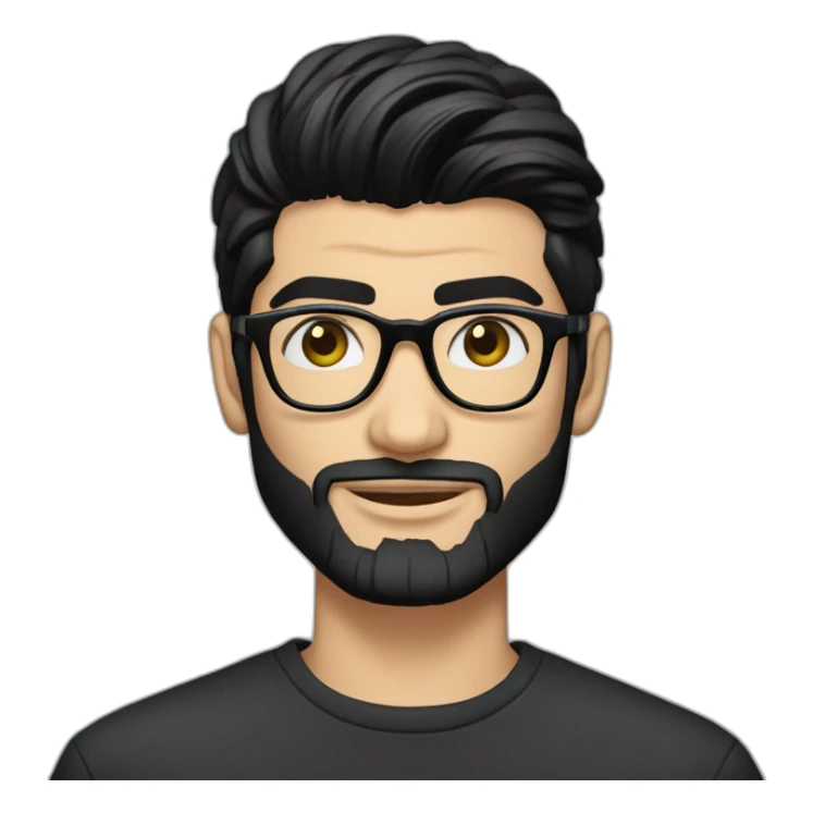 zayn malik in black hair, beard wearing spectacles infront of macbook sticker