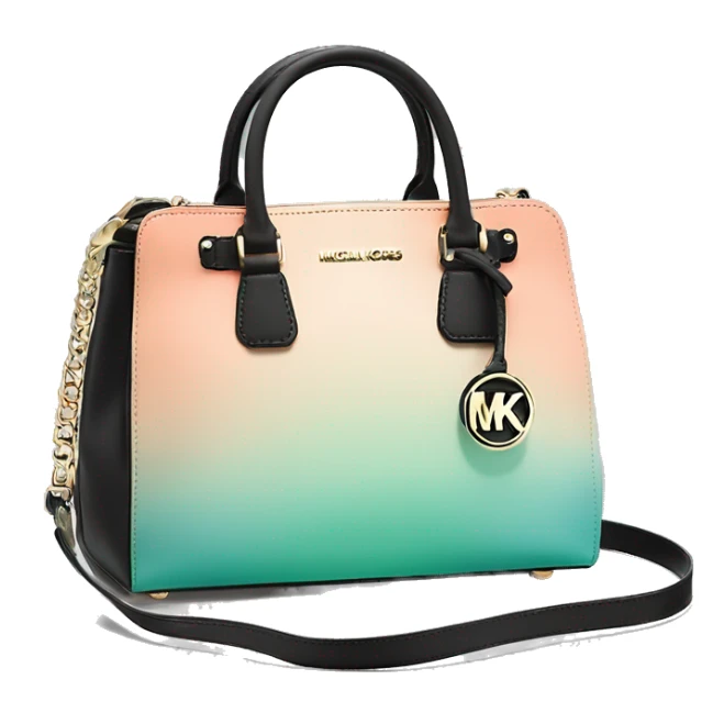 Realistic light green, light blue ,peach color ombre and black michael kors satchel purse. sticker