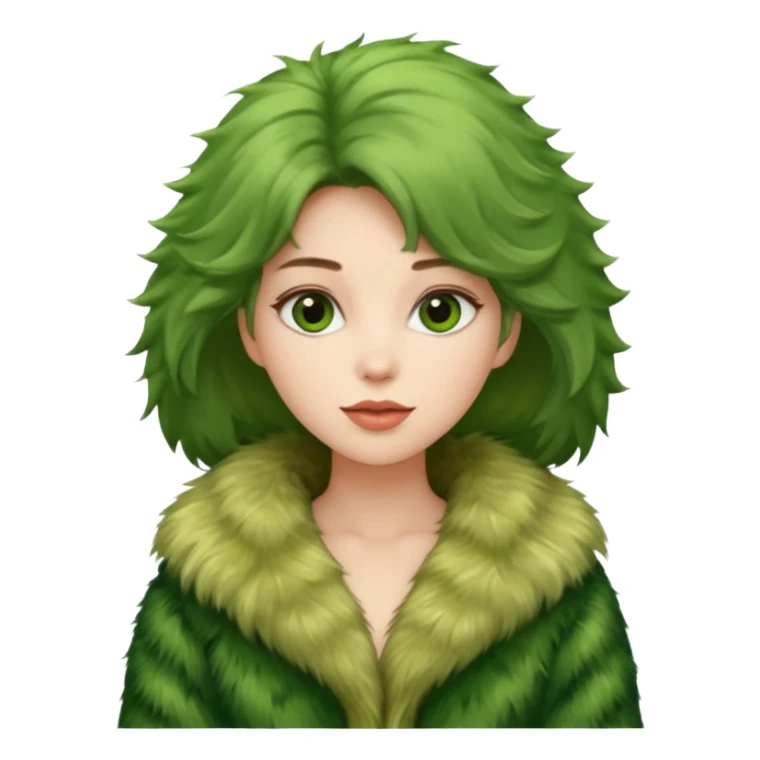 female in green fur coat sticker