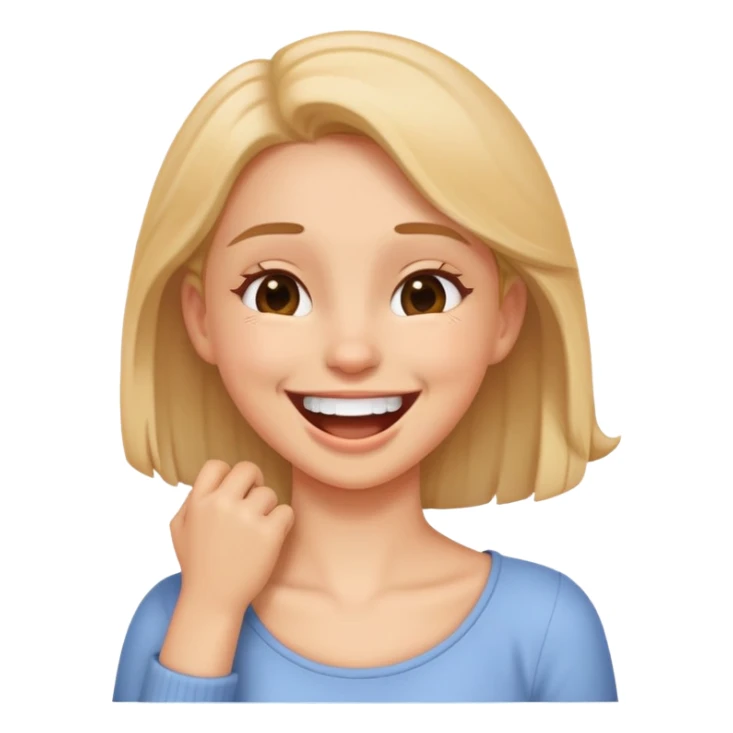 girl holding neck and laughing  sticker